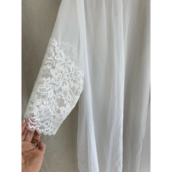 VTG 1980's Ralph Montenero Sheer Lace Peekaboo robe caftan size Small white - Picture 2 of 6